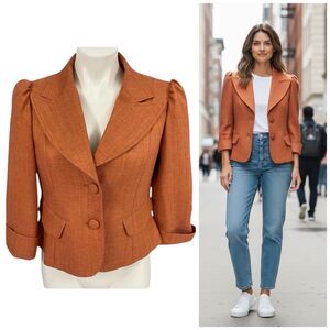 Worthington Blazer Womens 8P Orange Jacket Career Professional Work Office Basic